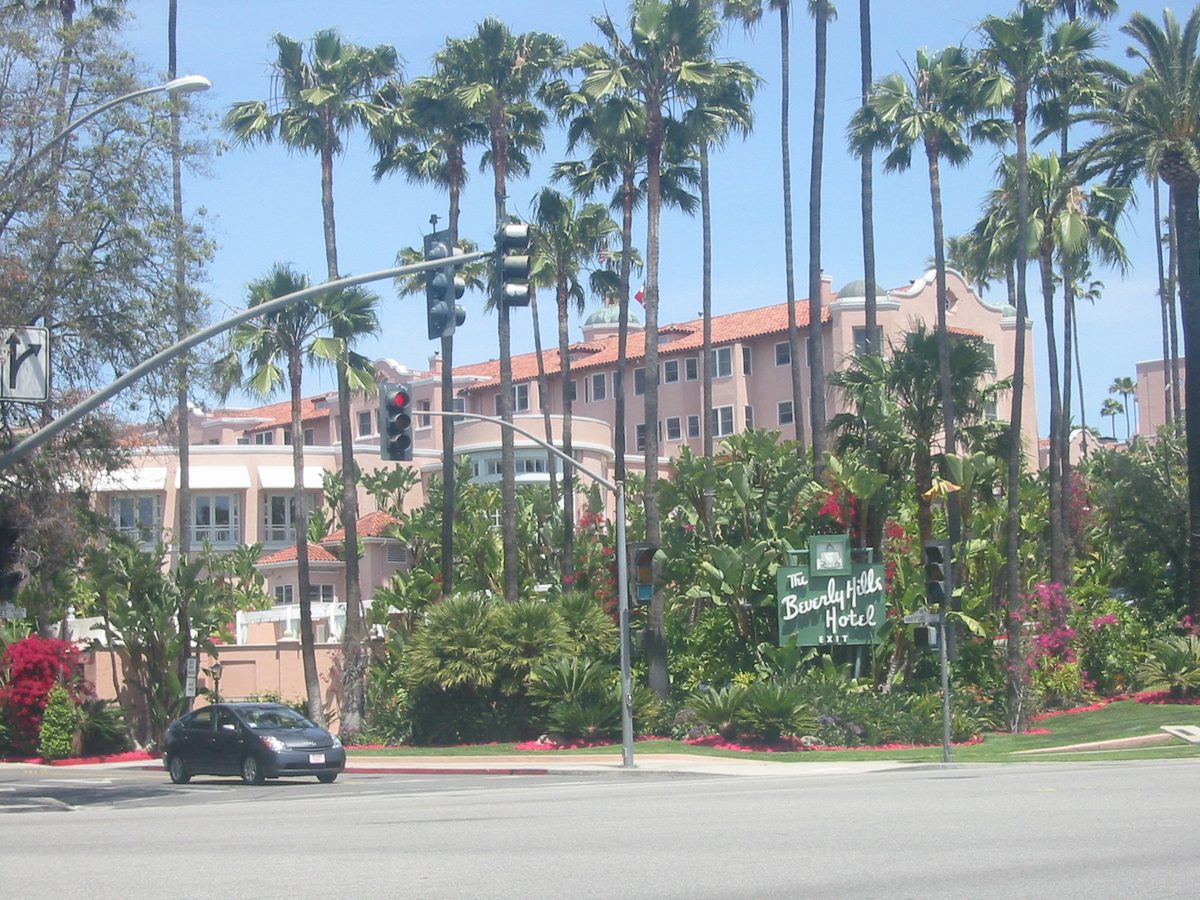 The Beverly Hills Hotel on Sunset Boulevard